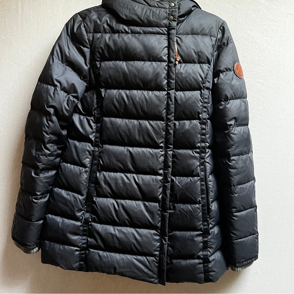 Ookpik Duck Down Puffer Jacket Asymmetrical Zip Wool Lined Hood S
